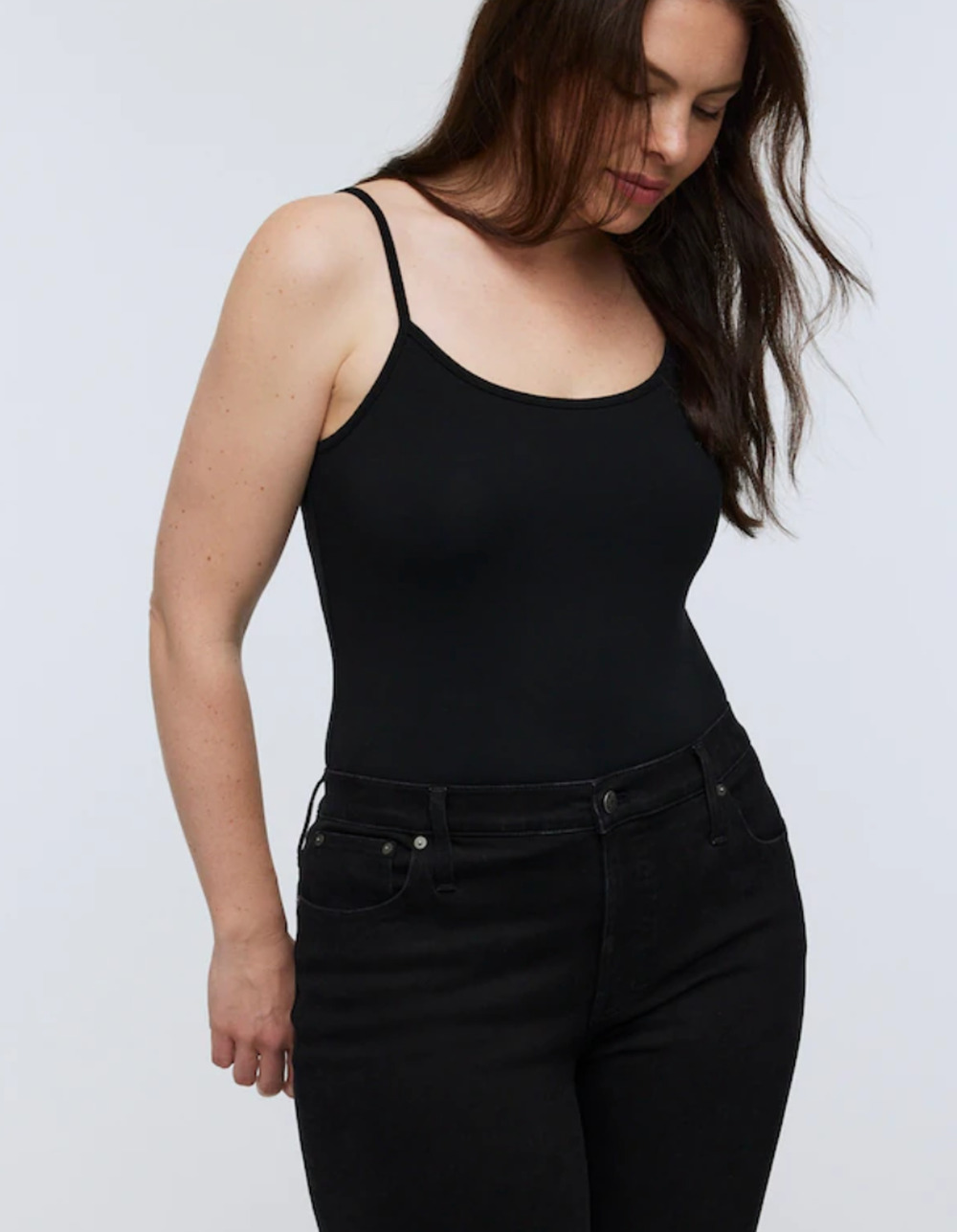 Madewell NO414 Tank Thong Bodysuit True Black Size S NWT BK5229